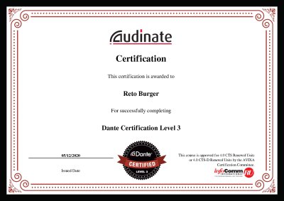 certification Dante Certification Level 3 reto.burgerb events.ch1